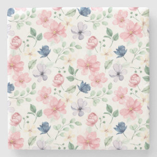 Dessous-de-verre En Pierre Fleurs de printemps et Motif Feuille