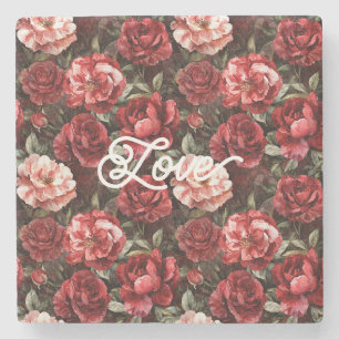Dessous-de-verre En Pierre Fleurs de rose rose clair