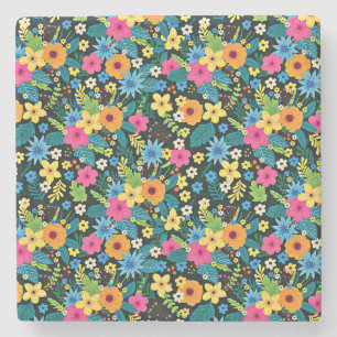 Dessous-de-verre En Pierre Fleurs Ditsy Vibrantes Motif Floral-43785