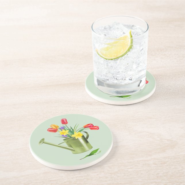 Dessous de verre en pierre Fleurs du Jardin (Côté)