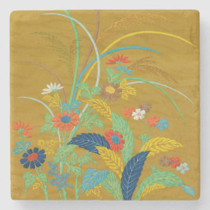 Dessous-de-verre En Pierre Fleurs Japonaises Vintage G.A. Audsley