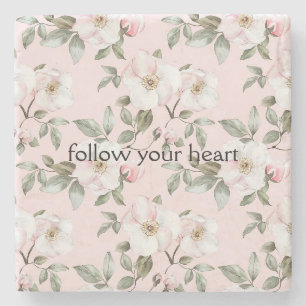 Dessous-de-verre En Pierre Fleurs roses blush blanches jolies