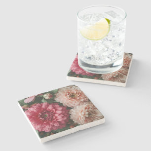 Dessous-de-verre En Pierre Fleurs Roses Vintage