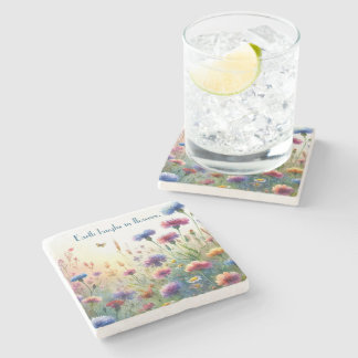 Dessous-de-verre En Pierre Fleurs sauvages & Citation	