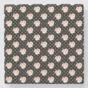 Dessous-de-verre En Pierre Fleurs Tableau Noir