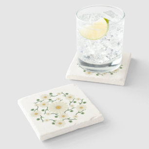 Dessous-de-verre En Pierre Floral Daisy Motif