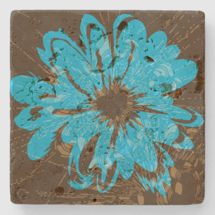 Dessous-de-verre En Pierre Floral psychédélique vintage de Verseau