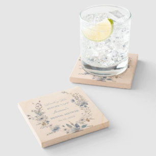 Dessous-de-verre En Pierre Floral Quelque chose de bleu avant de faire Fête d