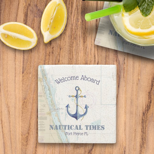 Dessous-de-verre En Pierre ⚓ Florida Nautical Boat Name + Welcome Aboard (⚓ Florida Nautical Boat Name + Welcome Aboard Stone Coaster
)