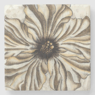 Dessous-de-verre En Pierre Flowerhead Fresco sur Tan Arrière - plan