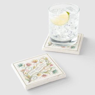 Dessous-de-verre En Pierre Foi Espoir Amour floral