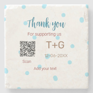 Dessous-de-verre En Pierre Fonds Lune de miel Ajouter Q R code nom de couple 