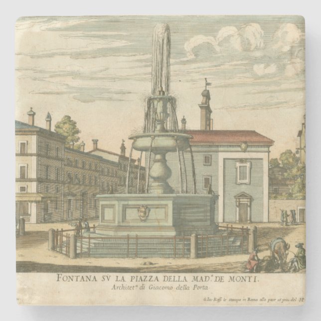 Dessous-de-verre En Pierre Fontaine italienne en ville Carré par Falda (Devant)