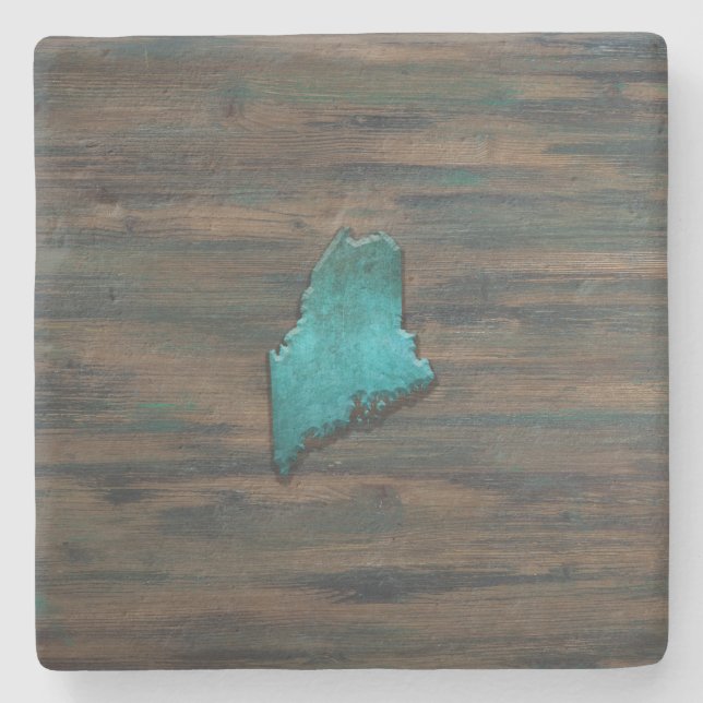 Dessous-de-verre En Pierre Forme d'état du Maine Turquoise (Devant)