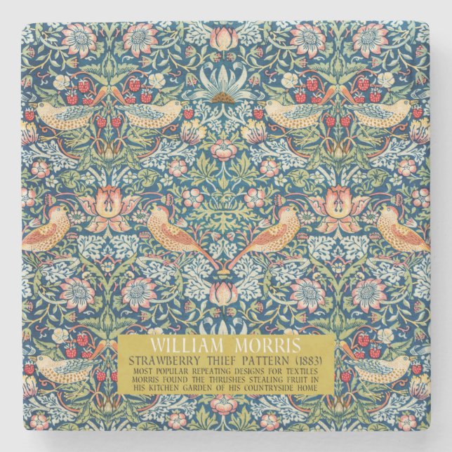 Dessous-de-verre En Pierre Frameur de fraises - Conception de William Morris (Devant)