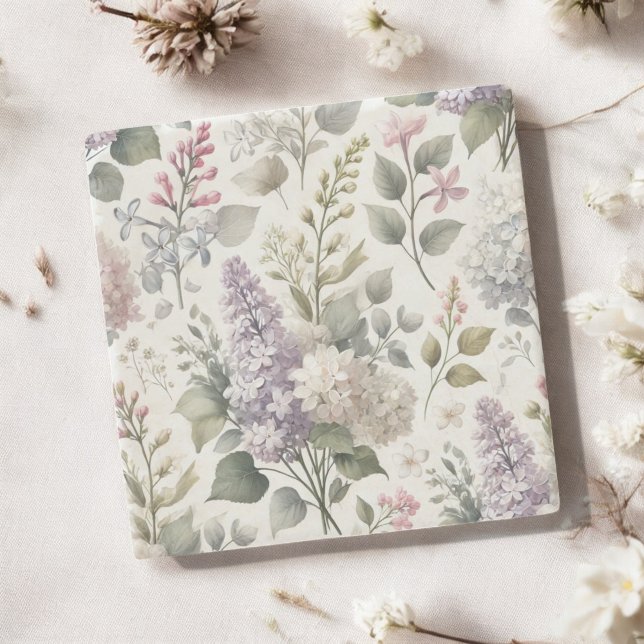 Dessous-de-verre En Pierre Français Lilac Aquarelle Florale Printemps & Été (Créateur téléchargé)