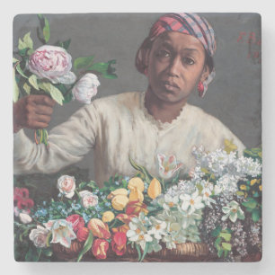 Dessous-de-verre En Pierre Frederic Bazille - Jeune Femme avec Pivoines