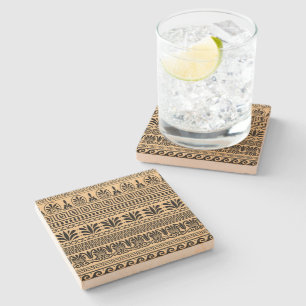 Dessous-de-verre En Pierre Fret grec, Motif méditerranéen, Brown