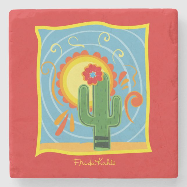 Dessous-de-verre En Pierre Frida Kahlo Cactus Graphic (Devant)