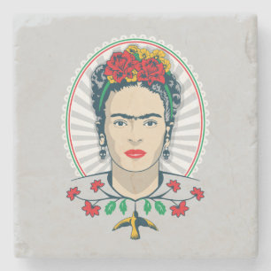 Dessous-de-verre En Pierre Frida Kahlo Flore Vintage