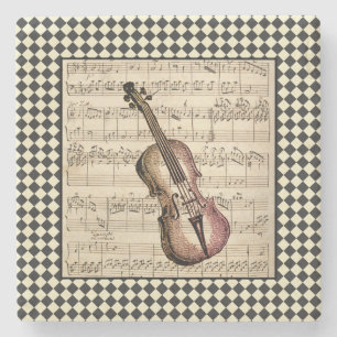 Dessous-de-verre En Pierre Frontière vintage de Violon Arlequin