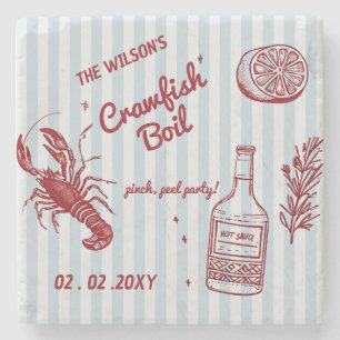 Dessous-de-verre En Pierre Fruits de mer d'été tirés à la main Crawfish Boil