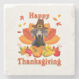 Dessous-de-verre En Pierre Funny Dachshund Chien Thanksgiving Automne Automne