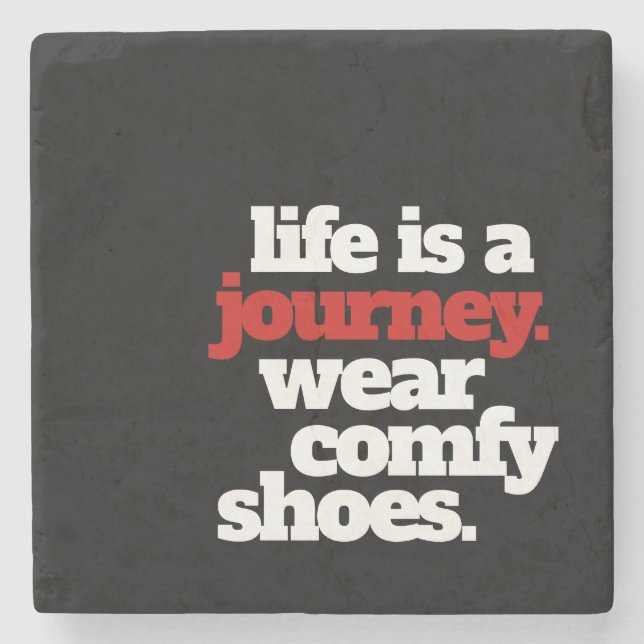 Dessous-de-verre En Pierre Funny Life is a Journey ... (Devant)