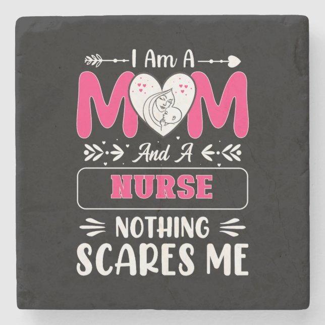Dessous-de-verre En Pierre Funny Nurse Maman, Nurse Mom drôle citations (Devant)