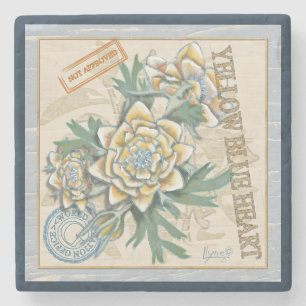 Dessous-de-verre En Pierre G Bureau de la création Fleur jaune