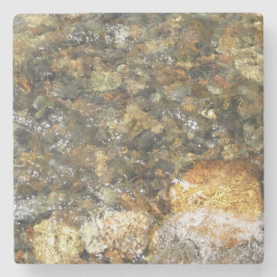 Dessous-de-verre En Pierre Galets Brown et gris naturel Abstrait