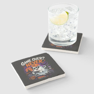 Dessous-de-verre En Pierre Game Over Jamais Drôle Gamer Fantôme Halloween