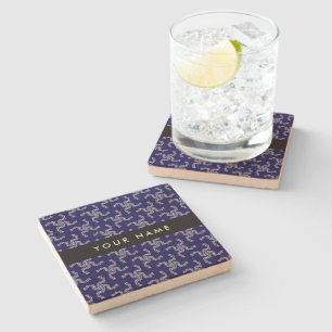 Dessous-de-verre En Pierre Garland de Noël, Bleu, Votre nom, Personnaliser