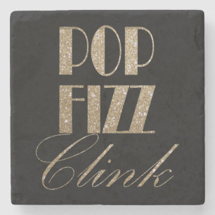 Dessous-de-verre En Pierre Gatsby party Gold et Black Pop Fizz Clink
