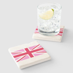 Dessous-de-verre En Pierre GAY PRIDE britannique (Union Jack rose) (Drapeau b
