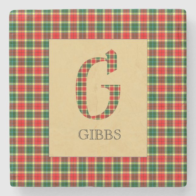 Dessous-de-verre En Pierre Gibbs Tartan Monogramme G (Devant)