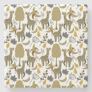 Dessous-de-verre En Pierre Girafe sans couture motif jaune blanc haute