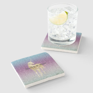 Dessous-de-verre En Pierre Girl Aqua Purple Mint Parties scintillant rose omb