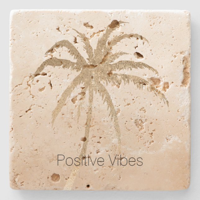 Dessous-de-verre En Pierre Glam Gold Tropical Palm Tree Ombre (Devant)