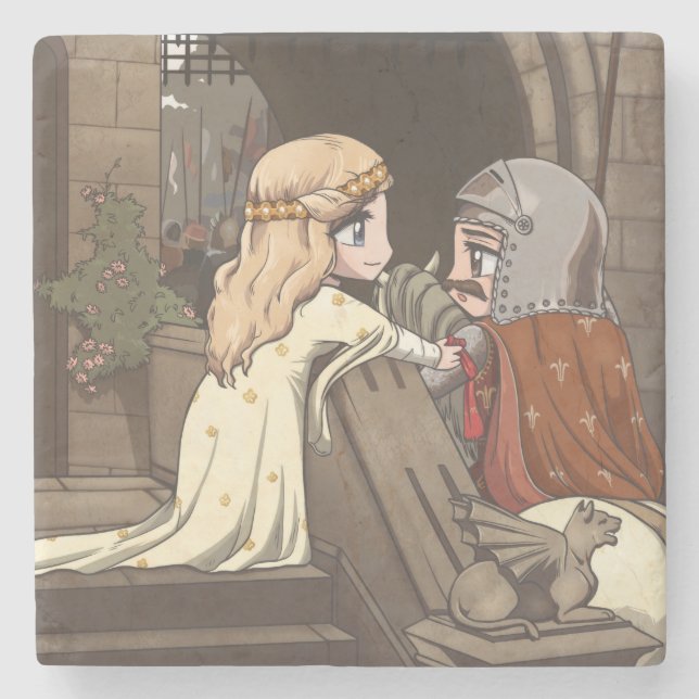 Dessous-de-verre En Pierre Godspeed mon chevalier de Chibi ! (Devant)