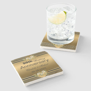 Dessous-de-verre En Pierre Gold 50th Mariage Anniversary Dessous de verre de
