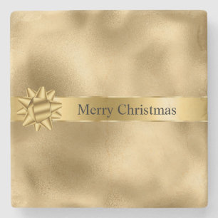Dessous-de-verre En Pierre Gold Glam Ribbon et Bow Christmas