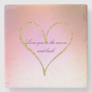 Dessous-de-verre En Pierre Gold Parties scintillant Coeur rose Ombre Amour