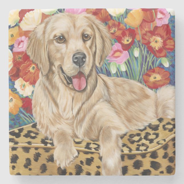 Dessous-de-verre En Pierre Golden Boy Retriever (Devant)