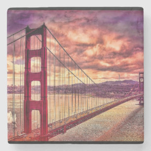 Dessous-de-verre En Pierre Golden gate bridge à San Francisco, la Californie