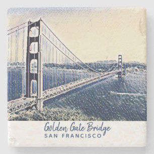 Dessous-de-verre En Pierre Golden Gate Bridge San Francisco Watercolor Art