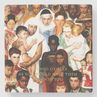 Dessous-de-verre En Pierre Golden Rule (Do to other) par Norman Rockwell