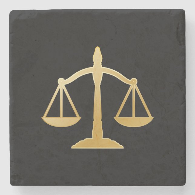 Dessous-de-verre En Pierre Golden Scales of Justice Law Theme (Devant)