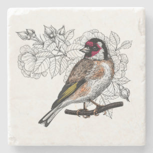 Dessous-de-verre En Pierre Goldfinch et rose