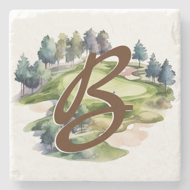 Dessous-de-verre En Pierre Golf Art Monogramme (Devant)